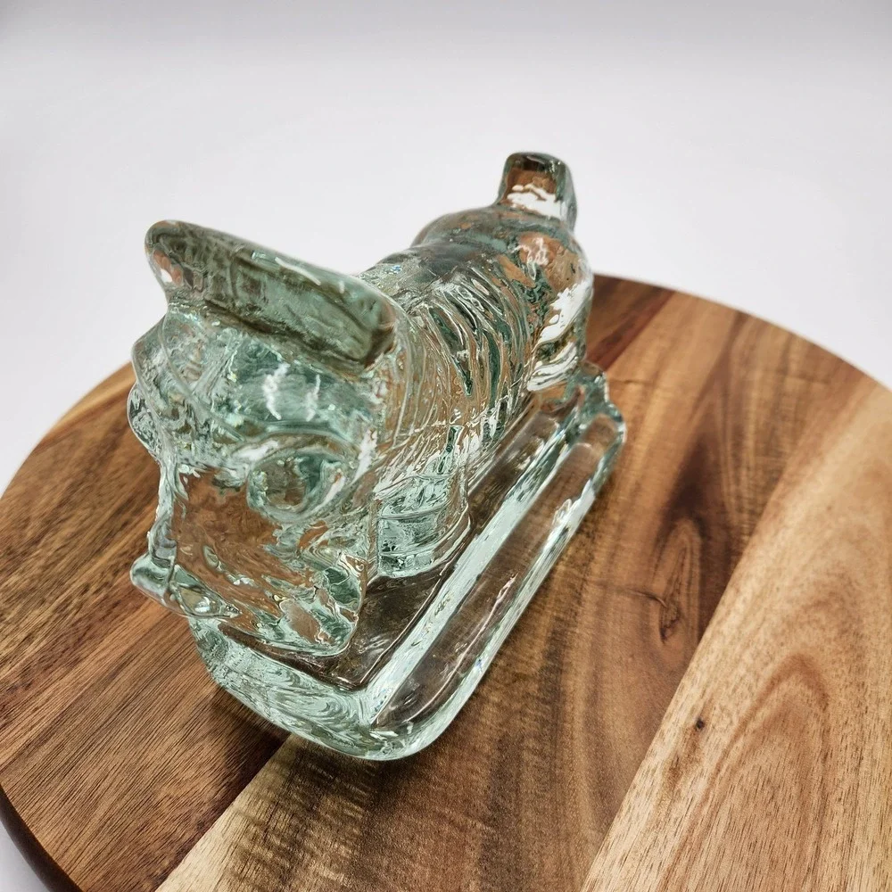 VTG Heisey Style Clear Glass Scottie Terrier Dog Paperweight Doorstop Bookend